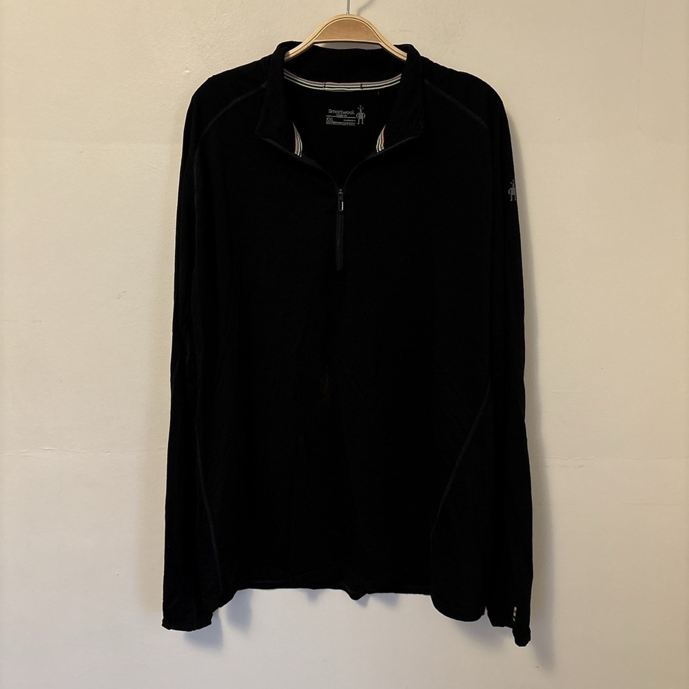 Smartwool Men's 100% Merino Wool Sport 150 1/4 Zip XXL Base Layer Black -‎ Desc